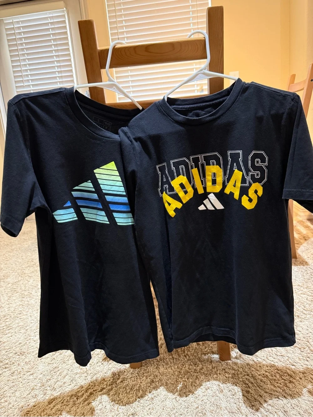 adidas Black Short-Sleeve Tee with Yellow Logo & Blue Graphic